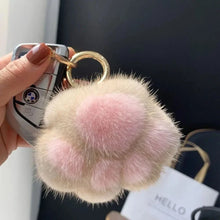 将图片加载到图库查看器，Cat Paw Plush Keychain – Cute Fluffy Faux Fur Pendant for Bags &amp; Keys
