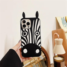 Load image into Gallery viewer, Cute 3D Little Ear Silicone Phone Case For Iphone 13 Pro Max X Xr Xs 11 12 Pro Max Cartoon Dog 3D Cartoon Puppy Black And White Color Cute Cover
