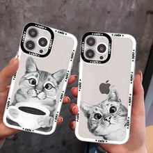 Load image into Gallery viewer, Cute Cat Phone Case for iPhone 11 12 13 Mini Pro Max 14 Pro Max Case shell  Blank Printable Phone Case for Soft Rubber Cool Polish  Phone Case
