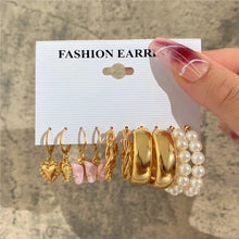 Load image into Gallery viewer, Gold Butterfly &amp; Heart Dangle Earrings Set – Acrylic Drop Jewelry for Women

