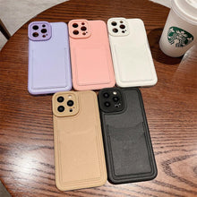 Load image into Gallery viewer, Luxury Leather Square Silicone Wallet Card Holder Phone Case For iPhone 13 12 11 14 Pro Max XS XR X Shockproof Cover Luxury Shockproof Phone Case
