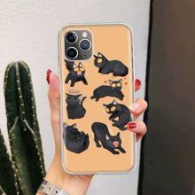 将图片加载到图库查看器，Black Cat Cartoon Cute For Iphone 11 13 14 Pro Max 12 Mini Phone Case X Xs Xr 6 6s 8 7 Plus Se 5 5s Cover Cute Funny Aesthetic Cat Design Pattern Silicone Soft Phone Case
