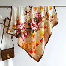 Load image into Gallery viewer, 90x90cm Square Silk-Feel Scarf – Luxury Women’s Shawl &amp; Head Wrap
