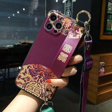 Load image into Gallery viewer, Ultra Luxury Case Cute Flower Design with Ring Kickstand Soft Crossbody Phone Cover for iPhone 13 14 Pro Max Case Fashion Crossbody Shoulder Strap Flower Leaf Phone Holder Cover for iPhone 12 11 X XR XS 7 8 Plus
