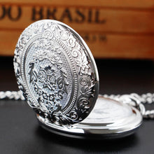 Load image into Gallery viewer, Luxury Silver Quartz Pocket Watch Fashion Necklace Pendant Chain Jewelry Gift Steampunk Clock for Men Women
