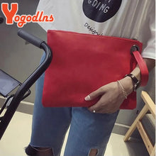 将图片加载到图库查看器，Yogodlns Fashion solid women's clutch bag leather women envelope bag clutch evening bag female Clutches Handbag free shipping
