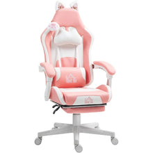 Load image into Gallery viewer, Gaming Chair with Cat Ears, Reclining Faux Leather Computer Chair with Footrest, Lumbar Support and Headrest, Height Adjustable
