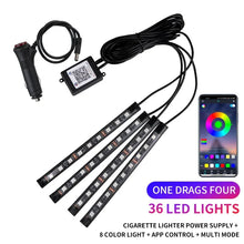 Load image into Gallery viewer, Neon LED Car Interior Ambient Light Kit - RGB Foot Strip with Remote &amp; App Music Control
