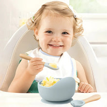 将图片加载到图库查看器，Mamaplan 3PCS Baby Silicone Feeding Set Suction Bowl Spoon Fork
