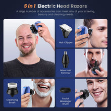 Load image into Gallery viewer, 5 in 1 Electric Head Shaver for Bald Men 7D Floating Cutter Beard Trimmer Clipper Waterproof Shaving Men Grooming Kit
