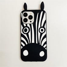 Load image into Gallery viewer, Cute 3D Little Ear Silicone Phone Case For Iphone 13 Pro Max X Xr Xs 11 12 Pro Max Cartoon Dog 3D Cartoon Puppy Black And White Color Cute Cover
