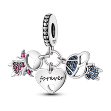 Load image into Gallery viewer, 925 Sterling Silver Pink Butterfly &amp; Luminous Firefly Charm – Dangle Bead for Bracelet or Necklace | Elegant DIY Jewelry Gift for Women
