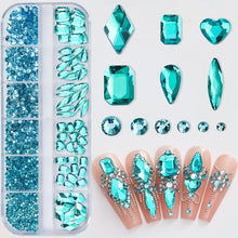 Load image into Gallery viewer, 12 Grids Mixed Nail Rhinestones - SS6-SS30 Flat-Back Glass Gems for Nail Art
