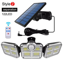Load image into Gallery viewer, 122/333 LED Solar Motion Sensor Lights – IP65 Waterproof Outdoor Wall Lamp with 3 Modes for Garage, Yard &amp; Corridor
