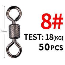将图片加载到图库查看器，MEREDITH Fishing Swivels Ball Bearing Swivel 50PCS/Lot with Safety Snap Solid Rings Rolling Swivel for Carp Fishing Accessories
