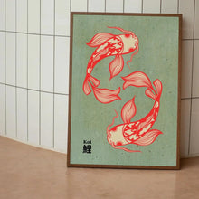 Load image into Gallery viewer, Japanese Red Koi Fish Canvas Wall Art Minimalist Poster

