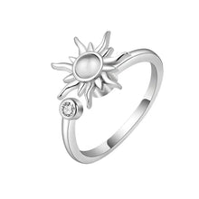 Load image into Gallery viewer, Anti-Stress Spinner Ring for Women – 18K Gold Plated Stainless Steel Fidget Ring with Sunflower &amp; Star Design, Anxiety Relief Jewelry Gift
