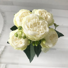 Load image into Gallery viewer, 30cm Rose Pink Silk Peony Artificial Flowers Bouquet 5 Big Head and 4 Bud Cheap Fake Flowers for Home Wedding Decoration indoor
