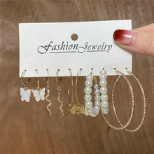Load image into Gallery viewer, Gold Butterfly &amp; Heart Dangle Earrings Set – Acrylic Drop Jewelry for Women
