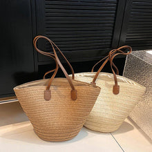 Load image into Gallery viewer, Women’s Straw Woven Shoulder Bag – Large Capacity Summer Beach Tote
