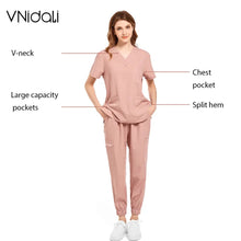 将图片加载到图库查看器，high quality elastic medical uniforms Paramedic Nurse Work healthcare workers Scrubs set beauty salons dental hospitals XS-XXL
