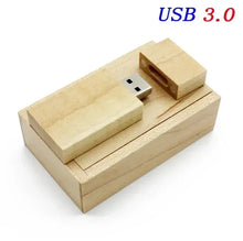 Load image into Gallery viewer, JASTER Wooden Block USB 3.0 Flash Drive Red Wood Pendrive 4GB 8GB 16GB 32GB 64GB 128GB Memory Stick U Disk Gift
