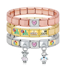 Load image into Gallery viewer, Hapiship New Women's Jewelry 9mm Width Itanlian Elastic Charm Bracelet Fashion Stainless Steel Bangle ST-
