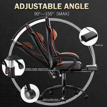 Load image into Gallery viewer, Gaming Chair with Footrest, PU Leather Video Game Chairs for Adults, Reclining Gamer Chair Office Desk Chair

