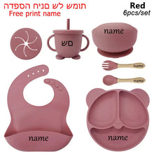 Load image into Gallery viewer, Baby Feeding Plate Set Suction Bowl Silicone Tableware 6PCS
