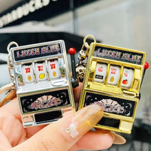 Load image into Gallery viewer, Mini Gambling Slot Machine Key Chains Creative Arcade Pocket Fruit Lucky Jackpot Gadget Antistress Toy Funny Games Keychain Ring
