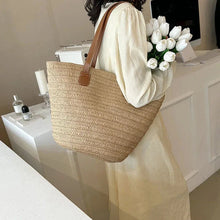 Load image into Gallery viewer, Women’s Straw Woven Shoulder Bag – Large Capacity Summer Beach Tote
