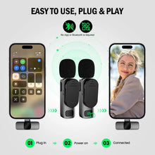 Load image into Gallery viewer, Basix Wireless Lavalier Microphone Audio Recording Mini Replaceable Windproof Wool Microphone for iPhone16 Shoot vlog YouTube
