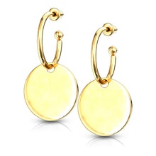 Load image into Gallery viewer, Circular Dangle Stainless Steel Stud Hoop Earrings
