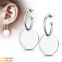 Load image into Gallery viewer, Circular Dangle Stainless Steel Stud Hoop Earrings
