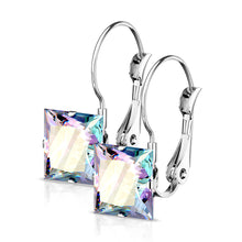 Load image into Gallery viewer, 8mm Princess CZ Stainless Steel Leverback Earrings

