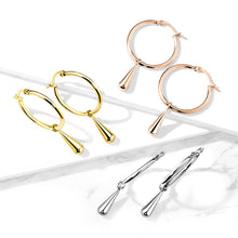 Load image into Gallery viewer, Stainless Steel Hoop Earrings with Teardrop Dangle
