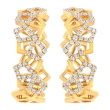 Load image into Gallery viewer, 14K Yellow Gold 3/4 Cttw Diamond Honeycomb Hoop Earrings (G-H Color, SI1-SI2 Clarity) - 24MM
