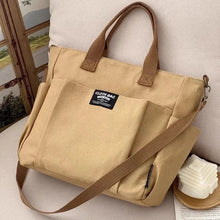 Load image into Gallery viewer, Urban Minimalist Female Student Large Capacity Commuting Horizontal Canvas Single Shoulder Diagonal Cross Portable Tote Bag
