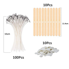 Load image into Gallery viewer, 120Pcs Waxed Cotton Candle Wicks with Stand Original Smokeless Candle Wick for DIY Candle Silicone Mold Candle Making Supplies
