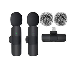 Load image into Gallery viewer, Basix Wireless Lavalier Microphone Audio Recording Mini Replaceable Windproof Wool Microphone for iPhone16 Shoot vlog YouTube
