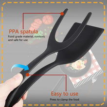 Load image into Gallery viewer, 2-in-1 Grip Flip Spatula Tongs - Non-Stick Nylon Egg Flipper &amp; Cooking Tool
