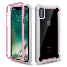 将图片加载到图库查看器，Heavy Duty Shockproof Phone Case For iPhone 14 13 12 Soft Transparent Back Cover Full-Body Clear Bumper Case with Built-in Screen Protector For iPhone
