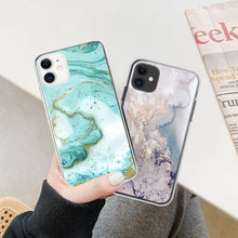 将图片加载到图库查看器，Fashion Marble Pattern Phone Case For iPhone 13 12 11 Pro Max 7 8 6 6S Plus X XR XS Max 12Mini 5 5S SE Cute Soft TPU Cover Full Body Protection with Raised Bezel
