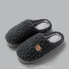 将图片加载到图库查看器，Winter Fluffy Shoes Women Cotton Slippers Cartoon Bear Thick Sole Warm Slides Men Female Couple House Indoor Plush Flat Shoes
