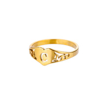Load image into Gallery viewer, Fashion Hollow Initial Letter Heart Rings For Women Gold Color Stainless Steel A-Z Letter Ring Aesthetic Wedding Jewelry Gift
