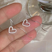 Load image into Gallery viewer, Long Tassel Heart Drop Earrings – Gold &amp; Silver Korean Fashion Jewelry

