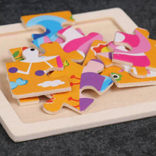 将图片加载到图库查看器，11cm/4.33in Kids Wooden Jigsaw Puzzle Games Cartoon Animal Vehicle Pattern Children Montessori Educational Toys

