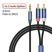 将图片加载到图库查看器，Toocki Jack 3.5 to 2 RCA Aux Cable 3.5mm Jack to 2RCA Male Splitter Audio Wire for TV PC Amplifier Home Theater DVD Speaker Cord
