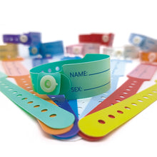 Load image into Gallery viewer, 100pcs Waterproof Soft PVC Medical Wristbands Writable Patient Identification Bracelets  Vinyl Band for Healthcare
