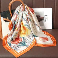 Load image into Gallery viewer, Luxury Satin Silk Square Scarf – Shawl, Hijab &amp; Fashion Wrap 2023
